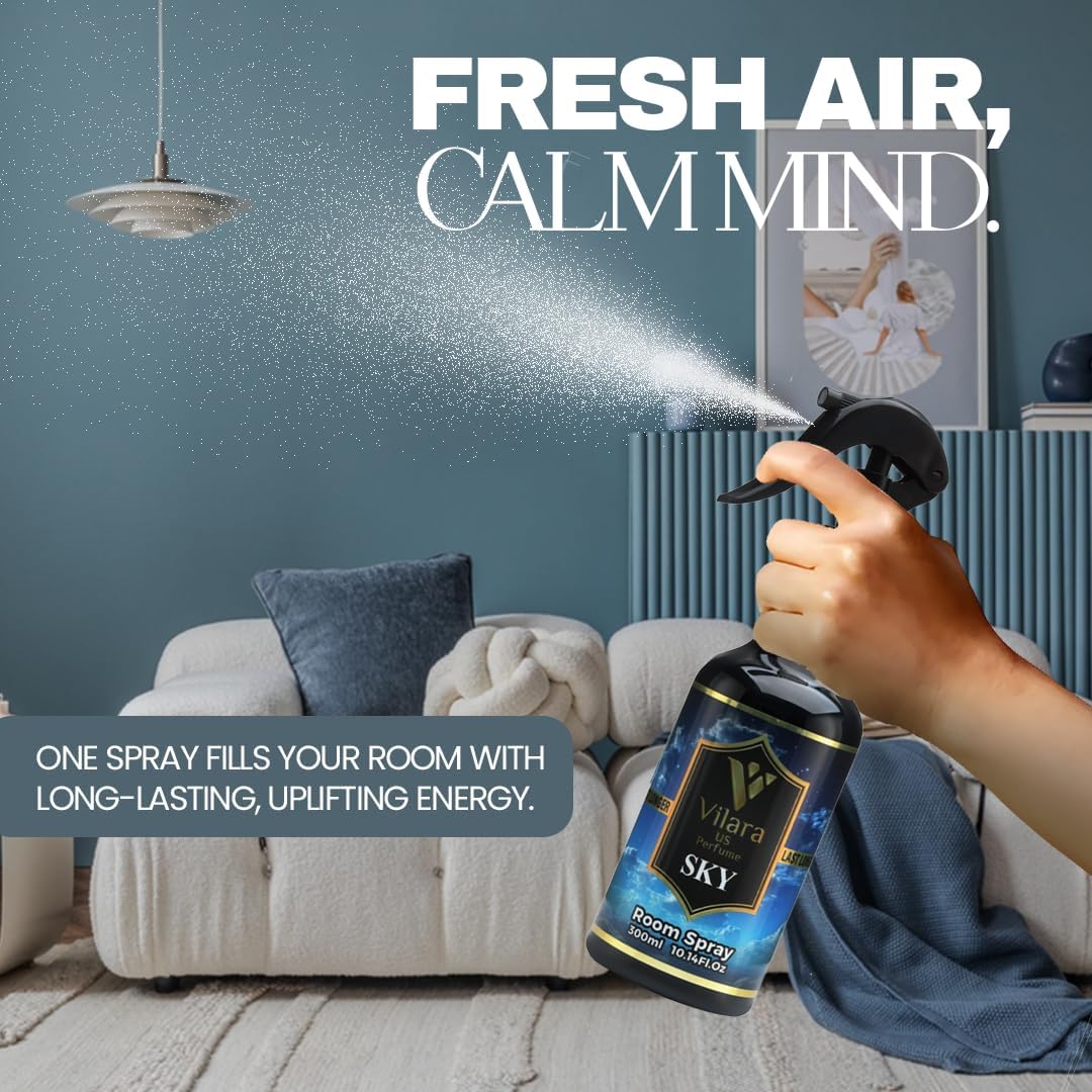 Room Spray Freshener - Long-Lasting Luxury Scents - Room and Linen Spray for Bedding, Sheets, Fabric, Furniture for Aromatherapy - 10.14 fl oz (Sky)