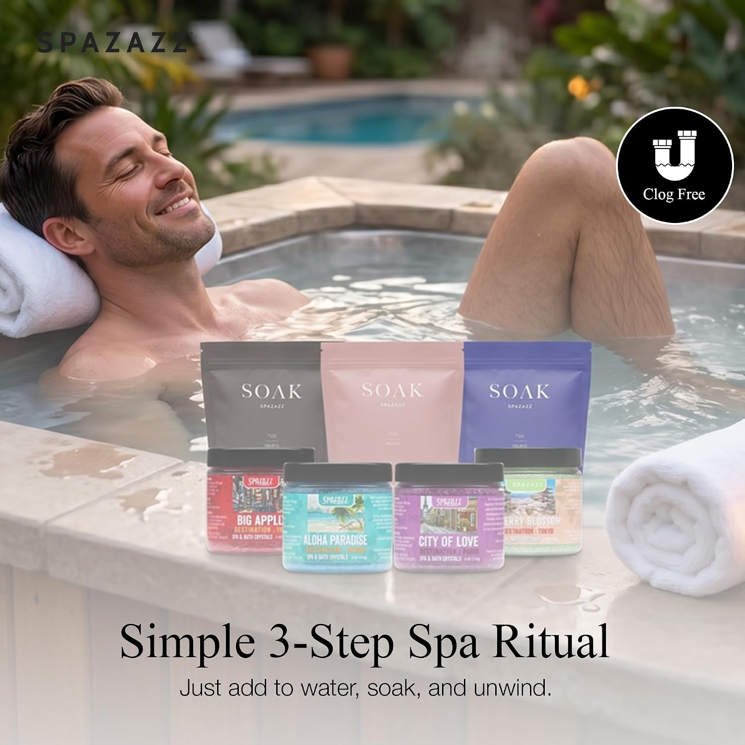 Spazazz Gift Bundle Set – 7oz Aromatherapy Mineral Bath Soak Variety & 4oz Destination Collection Bath Salts, Tumbler, Straws, Bath Salt Scoop & Mini Beach Ball – Relaxation Spa Gift Box Set