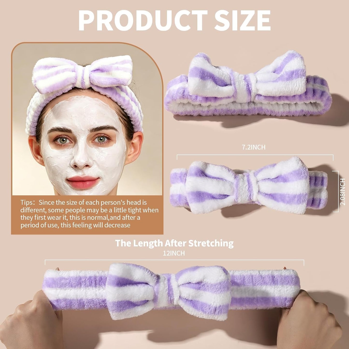 Teenitor 5pcs Makeup Headband with Removable Bow, Spa Headband for Washing Face for Teen Girls Women, Gifts Basket for Teens Girls Party, Skin Care Hairband