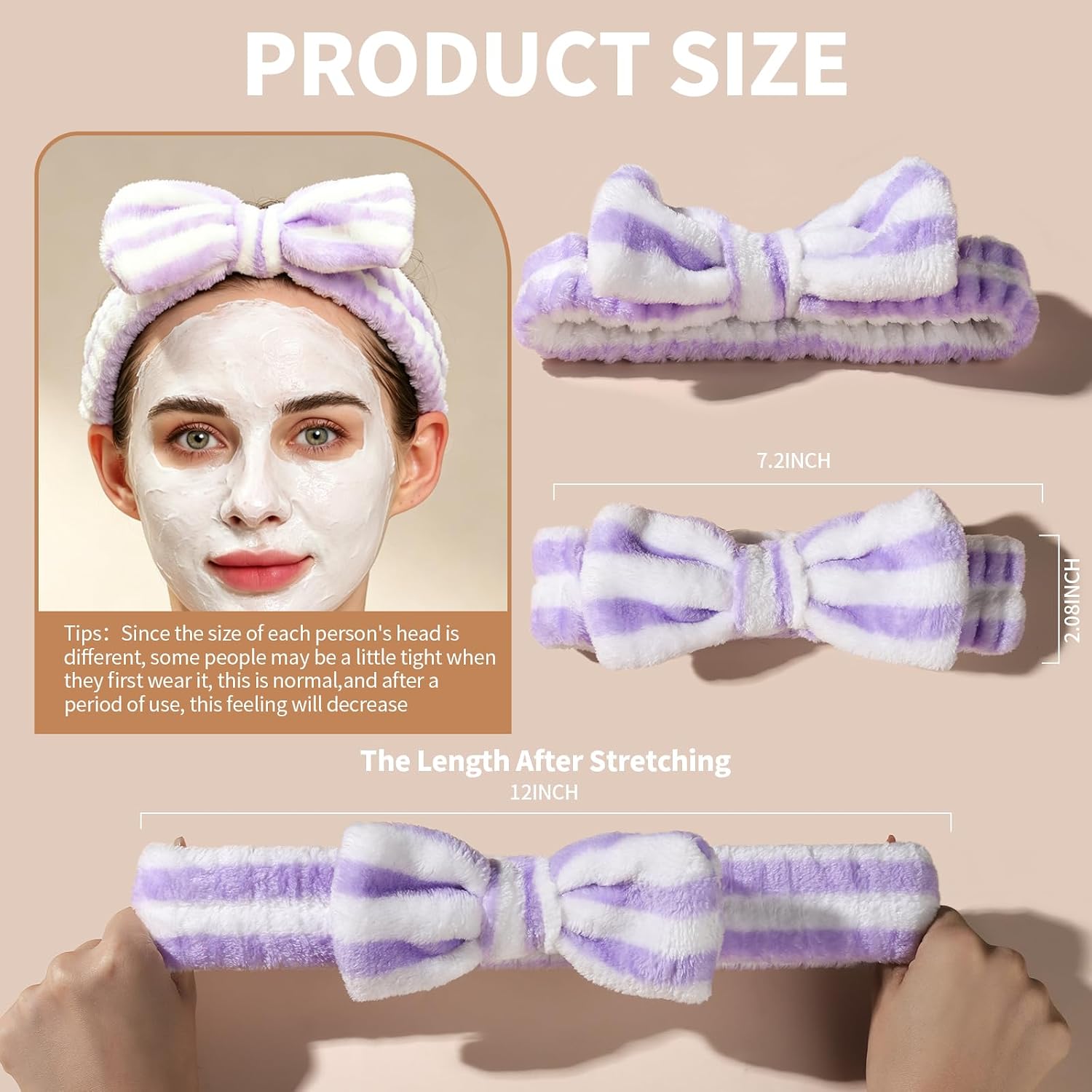Teenitor 5pcs Makeup Headband with Removable Bow, Spa Headband for Washing Face for Teen Girls Women, Gifts Basket for Teens Girls Party, Skin Care Hairband