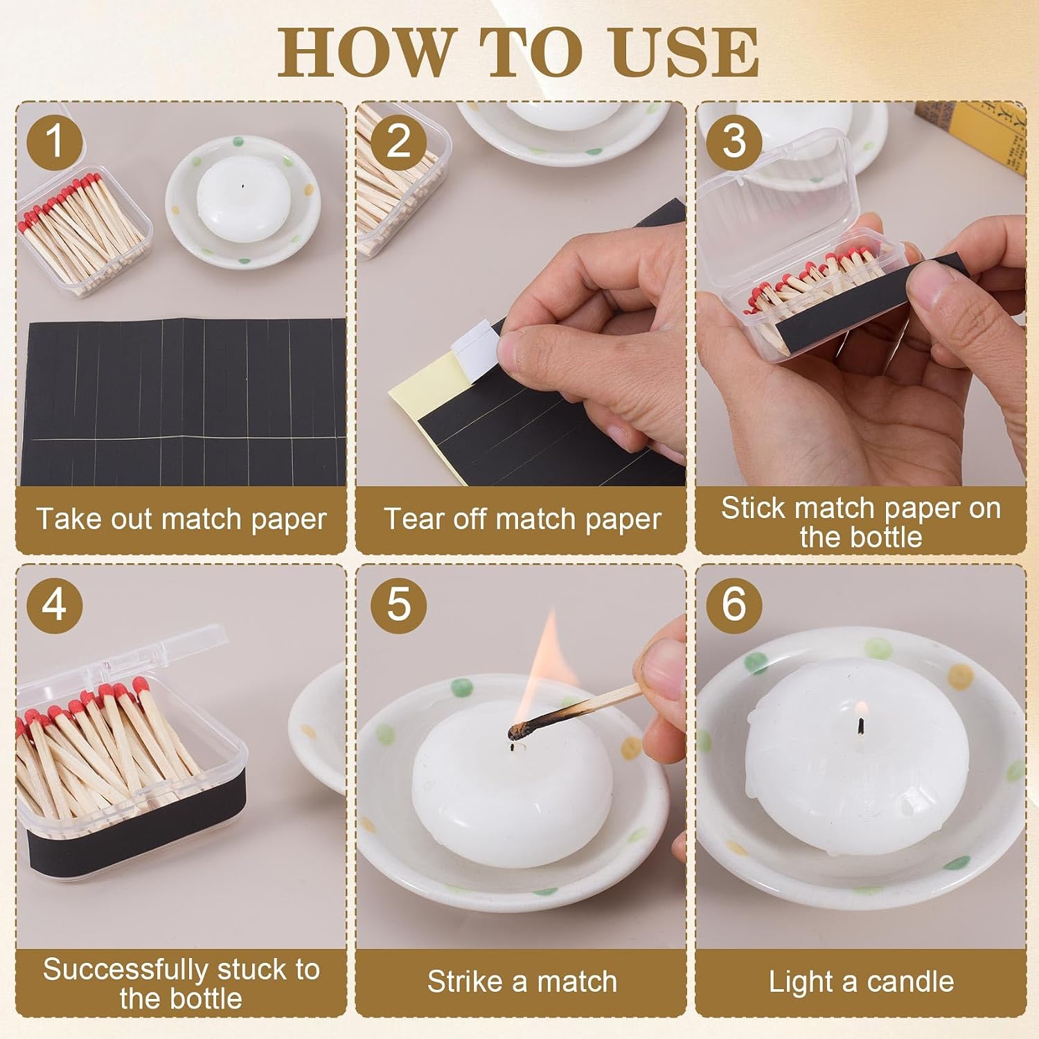 42pcs Black Match Striker Stickers, 2.36" Rectangular Adhesive Match Striker Papers Stickers, Paper Sheets Supplies for Candles Fireplace Boot Matching Holder Bottles Jars Containers
