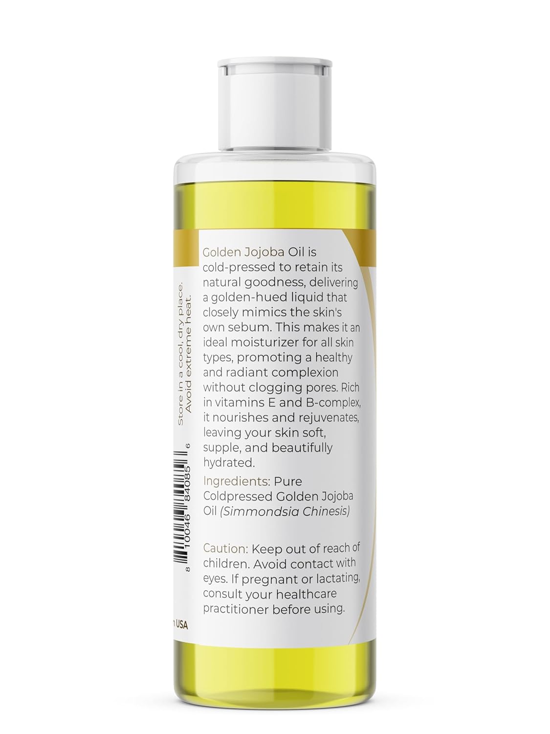 Viva Doria Golden Jojoba Oil - 8 fl oz for Hair, Skin, Nails, and More - 100% Pure Unrefined, Deeply Moisturizing Anti-Aging Oil for Men and Women