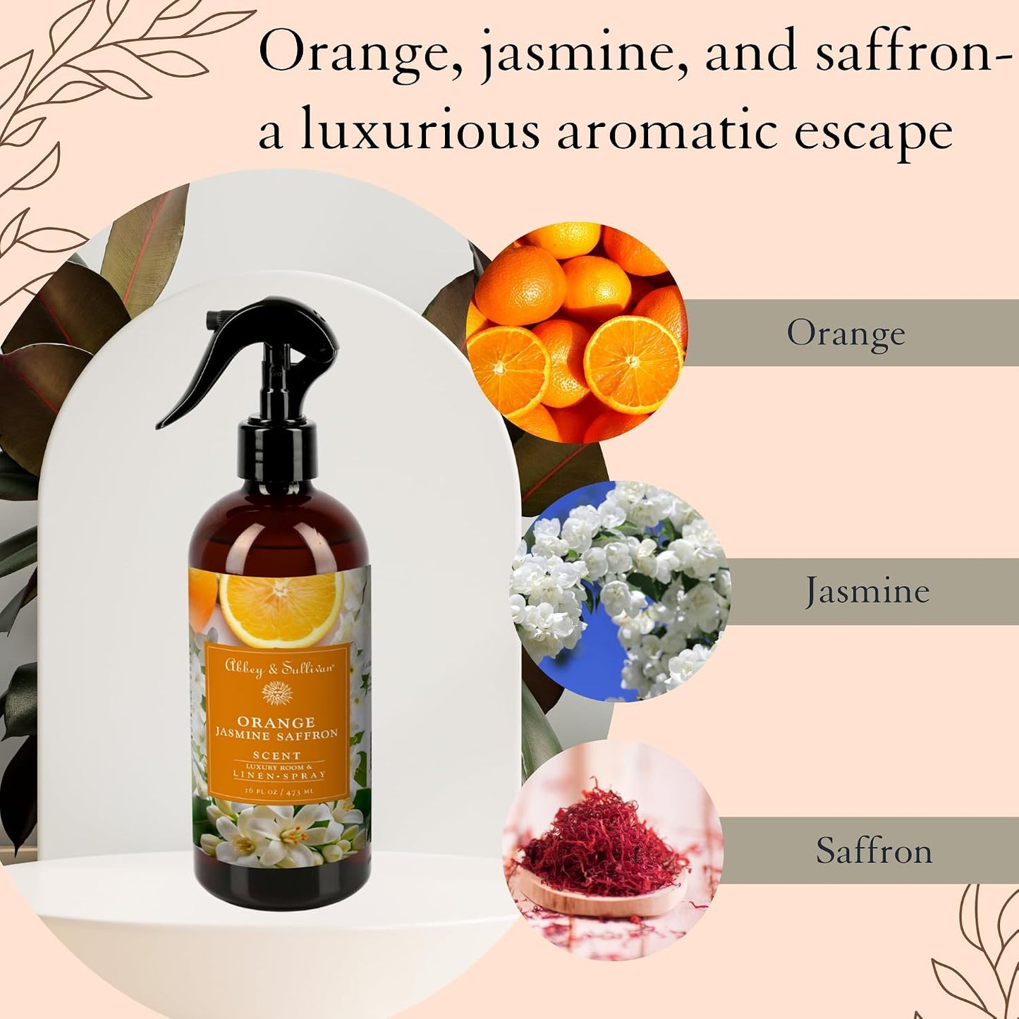 Abbey & Sullivan Linen Spray, Orange Jasmine Saffron, 16 oz