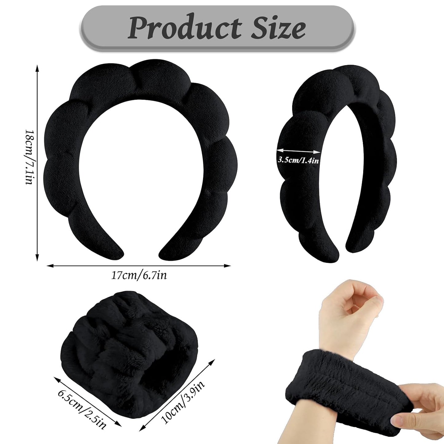WSICSE Spa Headband for Washing Face, Skincare Headbands Puffy Padded Keep Hair Dry Skincare Essential Gift for Mom Wife