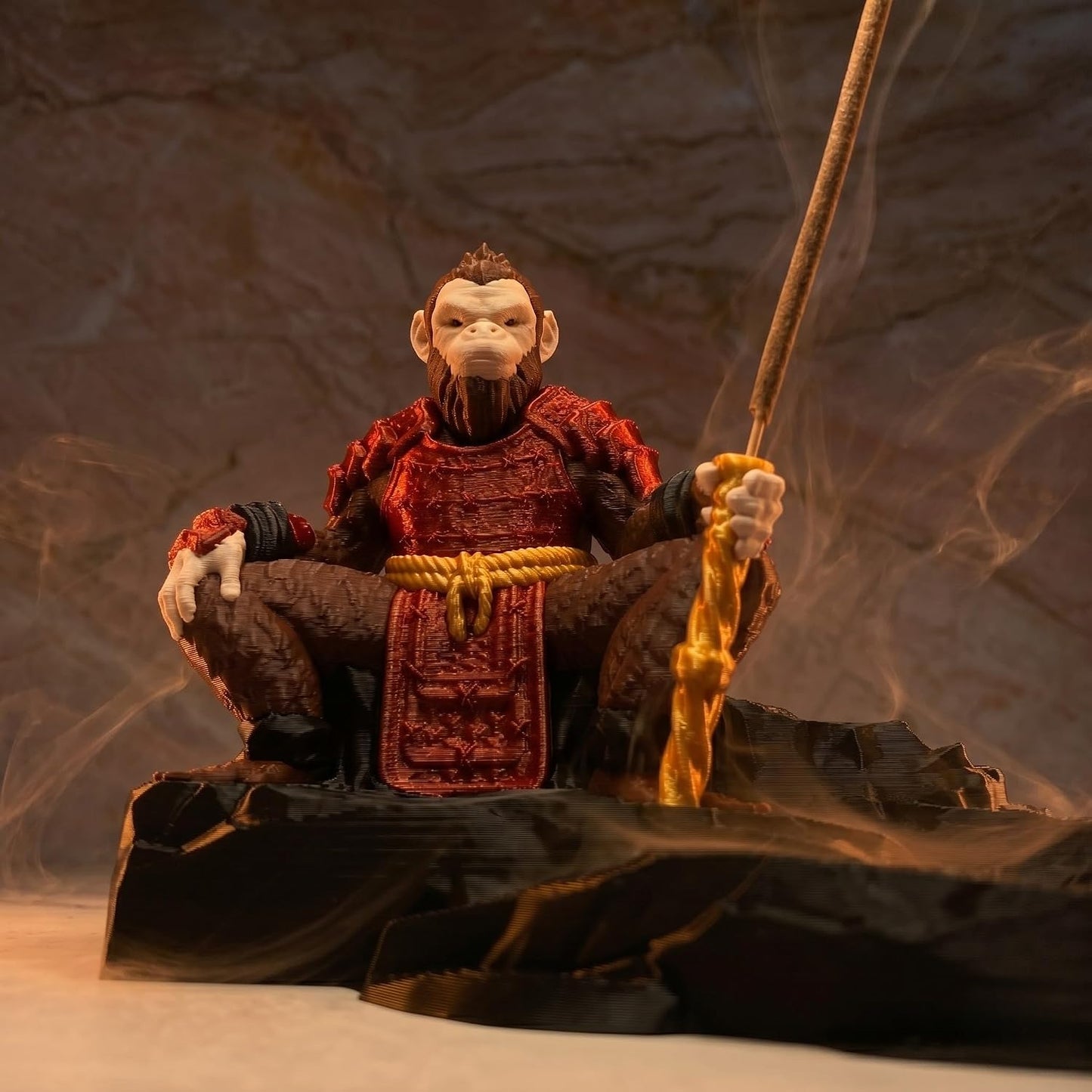 Sun Wukong Incense Holder for Sticks, Monkey King Figurine Ash Catcher, Decorative Incense Burner Statue, Chinese Mythology Zen Desk Decor for Home Office Shelf
