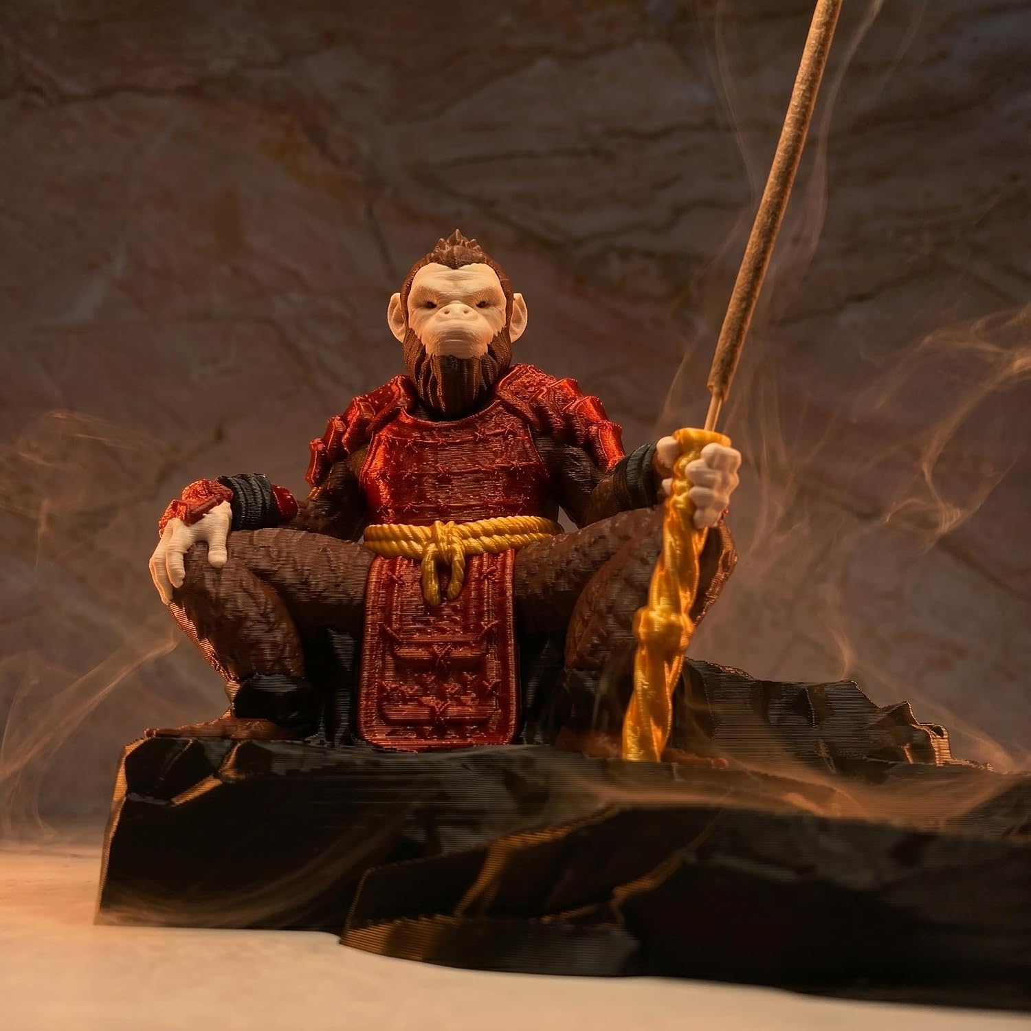 Sun Wukong Incense Holder for Sticks, Monkey King Figurine Ash Catcher, Decorative Incense Burner Statue, Chinese Mythology Zen Desk Decor for Home Office Shelf