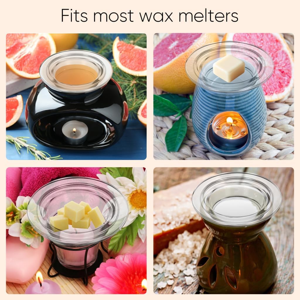 1Pc Wax Warmer Replacement Dish, 4.6in Glass Heating & Melting Plate Round Aromatherapy Tray, Candle Bowl Replacement Wax Heating Tray Oil Melting for Home Office (Inner Diameter 3.5in)