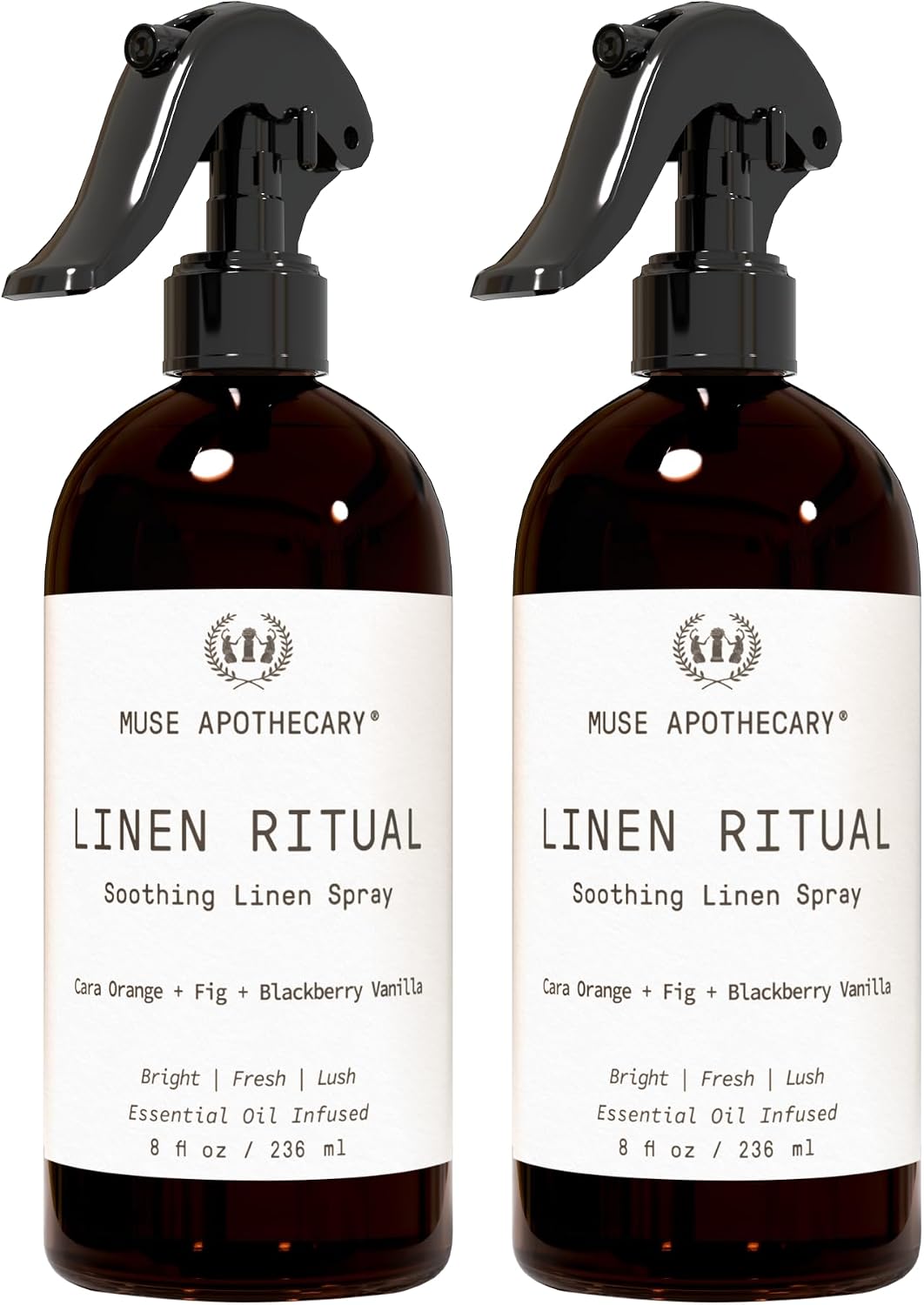 Muse Apothecary Linen Ritual - Aromatic, Soothing, and Relaxing Linen Mist, Laundry and Fabric Spray - Infused with Aromatherapy Essential Oils - 8 oz, Cara Orange + Fig + Blackberry Vanilla, 2 Pack
