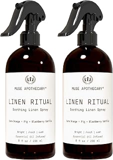Muse Apothecary Linen Ritual - Aromatic, Soothing, and Relaxing Linen Mist, Laundry and Fabric Spray - Infused with Aromatherapy Essential Oils - 8 oz, Cara Orange + Fig + Blackberry Vanilla, 2 Pack