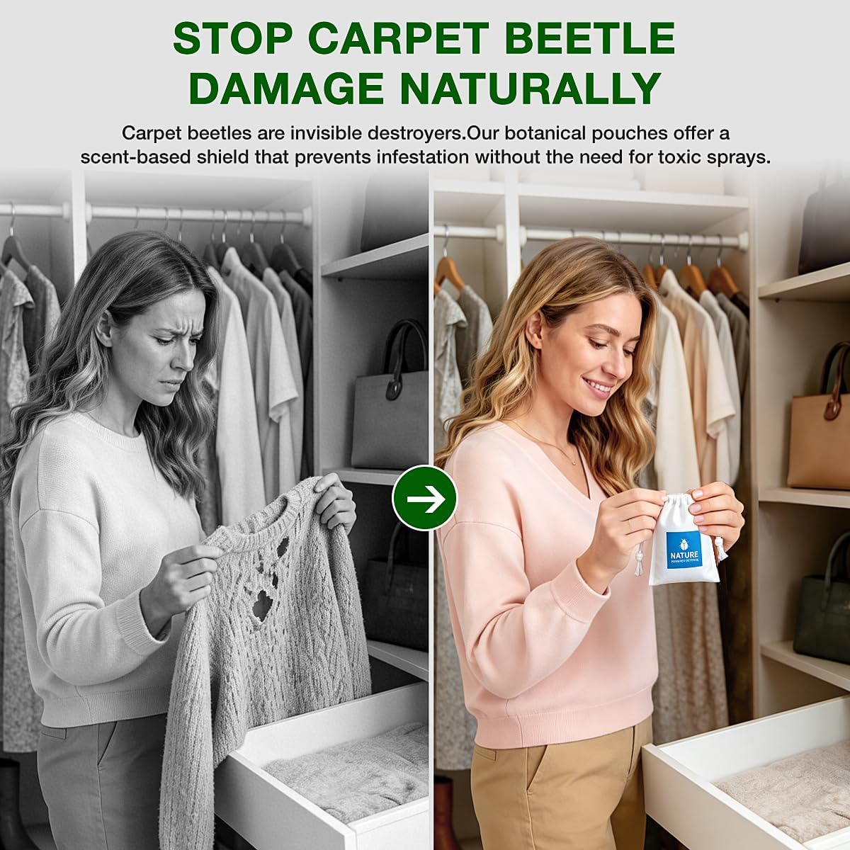 15 Pack Carpet Beetle Repellent Pouches, Natural Cedarwood Sachets for Fabric & Furniture, Pro-Active Deterrent for Carpet Beetle Larvae & Eggs, Long-Lasting Indoor Protection for Closets & Sofas