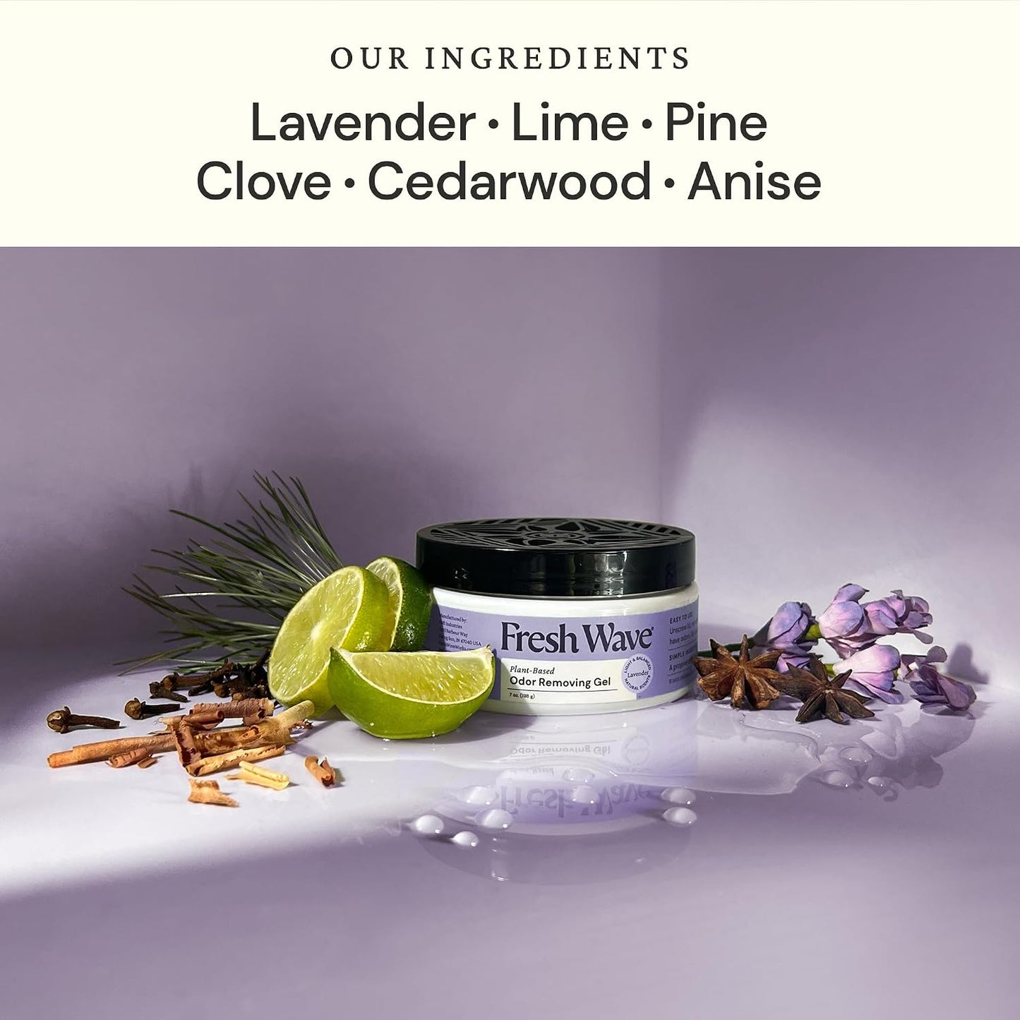 Fresh Wave Lavender Odor Removing Gel, 7 oz., Pack of 3 - Safer Odor Absorbers for Home, Natural Plant-Based Odor Eliminator, Every 7 oz. lasts 15-30 Days, For Cooking, Trash & Pets