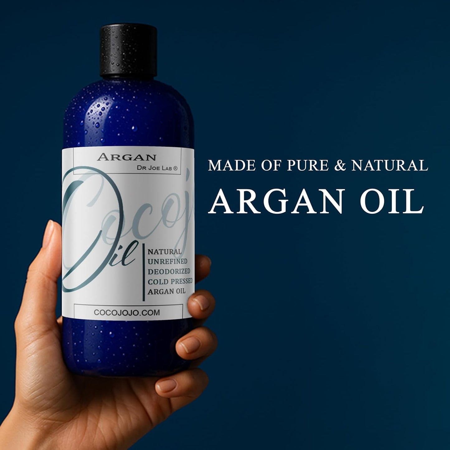 Dr Joe Lab Argan Nut Oil Deodorized 32 oz Pure Natural Moroccan Unrefined Unscented Cold Pressed Extra Virgin - for Hair Skin Body Nail and Beard - Marrakesh Oil Moisturizes & Hydrates