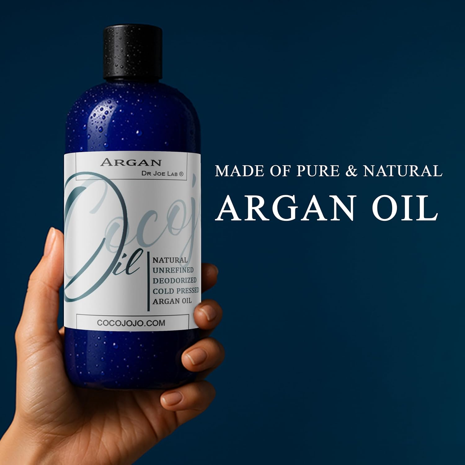 Dr Joe Lab Argan Nut Oil Deodorized 32 oz Pure Natural Moroccan Unrefined Unscented Cold Pressed Extra Virgin - for Hair Skin Body Nail and Beard - Marrakesh Oil Moisturizes & Hydrates