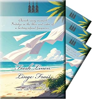 Fresh Linen Scented Fragrance Sachets, 30g Pouch, 4 Pack, Long-Lasting Fragrance for Drawers, Closets, Cars, and Travel – Discreet Deodorizing Packs