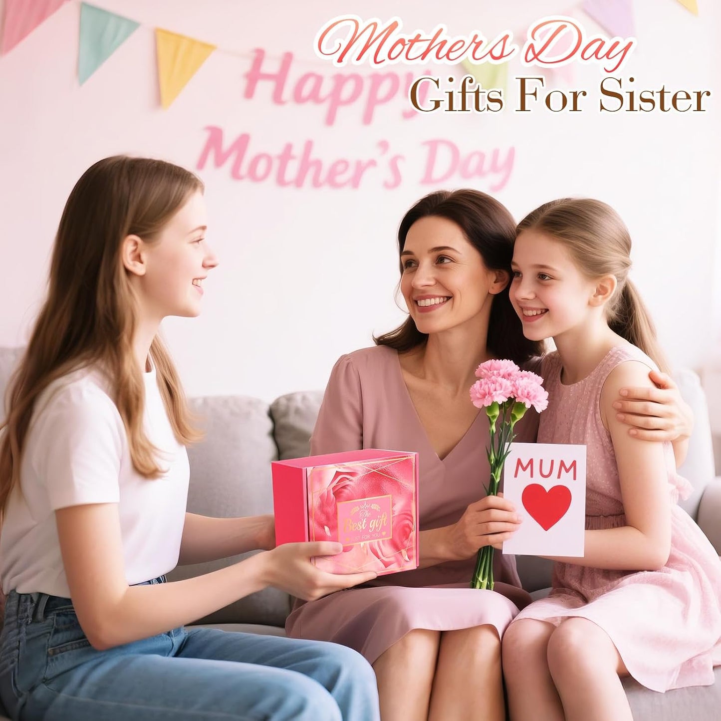 Mothers Day Gifts for Sister: Eletorot Unique Pink Spa Relaxation Baskets Set, Christmas, Holiday, Birthday, Valentines Day Presents for Her from Sisters