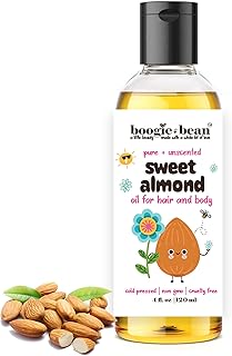 Kids Sweet Almond Oil for Hair and Skin, 100% Pure Prunus Amygdalus Dulcis Oil, NON GMO Moisturizing Oil for Dry Hair, Scalp, Face and Body, Fragrance Free