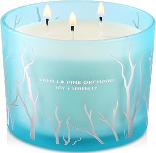Vanilla Pine Orchard Candle | 14.5oz Large 3 Wick Soy Wax Candle for Home | Strongly Scented Winter Apple Vanilla Aromatherapy Candle | Long Lasting, Clean Burn | Stress Relief Gift for Women & Men