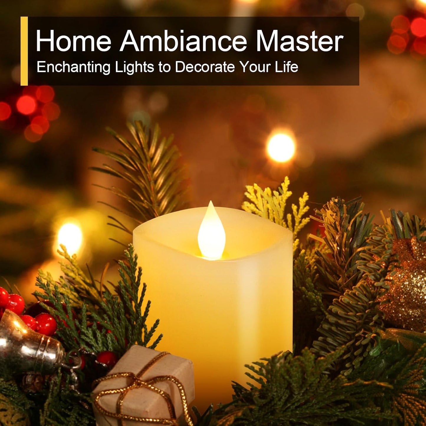 3x3 Flameless Candles with Remote Set of 1, 3 inch Battery Candles Flickering with Timer, LED Pillar Candle for Indoor/Outdoor, Lvory White