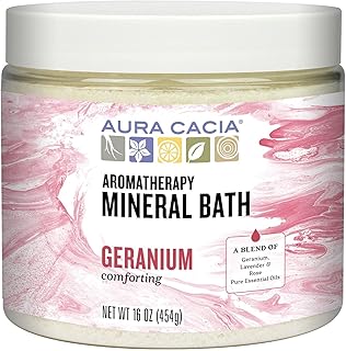 Aura Cacia Aromatherapy Mineral Bath, Comforting Geranium, 16 Ounce jar (Pack of 2)