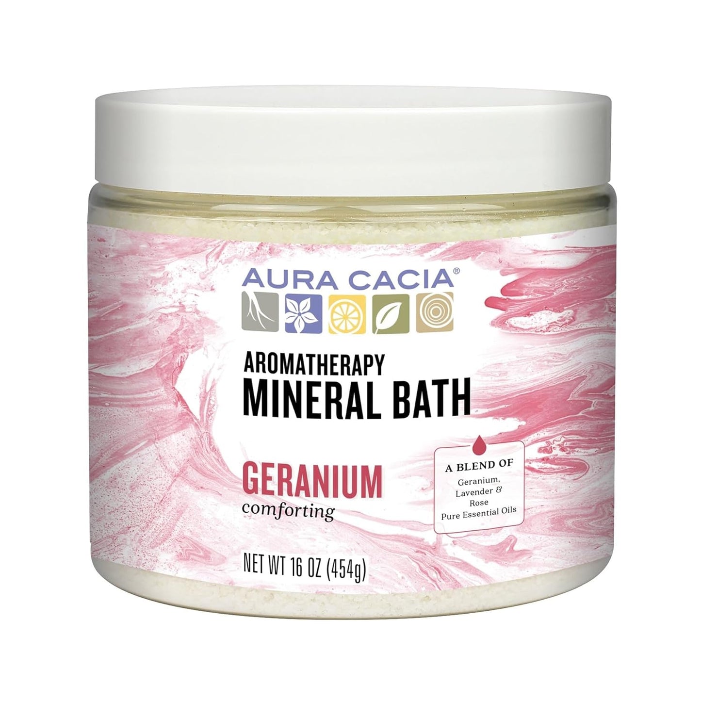 Aura Cacia Aromatherapy Mineral Bath, Comforting Geranium, 16 Ounce jar (Pack of 2)