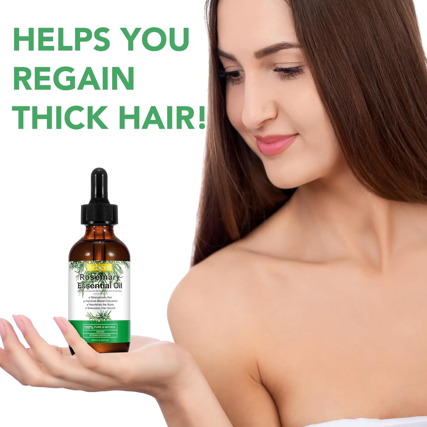A r b c r n 2 Pack Rosemary Oil for Hair Growth Organic,100% Pure Rosemary Essential Oil for Eyebrow and, colourless