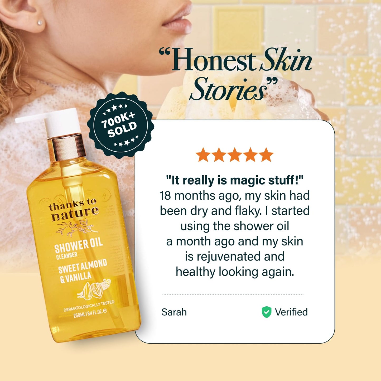 Shower Oil for Women with Sweet Almond and Vanilla, Luxe Oil Body Wash That Softens Skin, Cleansing Oil for Normal to Dry Skin, 8.45 fl oz