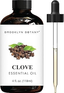 Brooklyn Botany Clove Essential Oil - Huge 4 Fl Oz - 100% Pure and Natural - Premium Grade with Dropper - for Aromatherapy and Diffuser