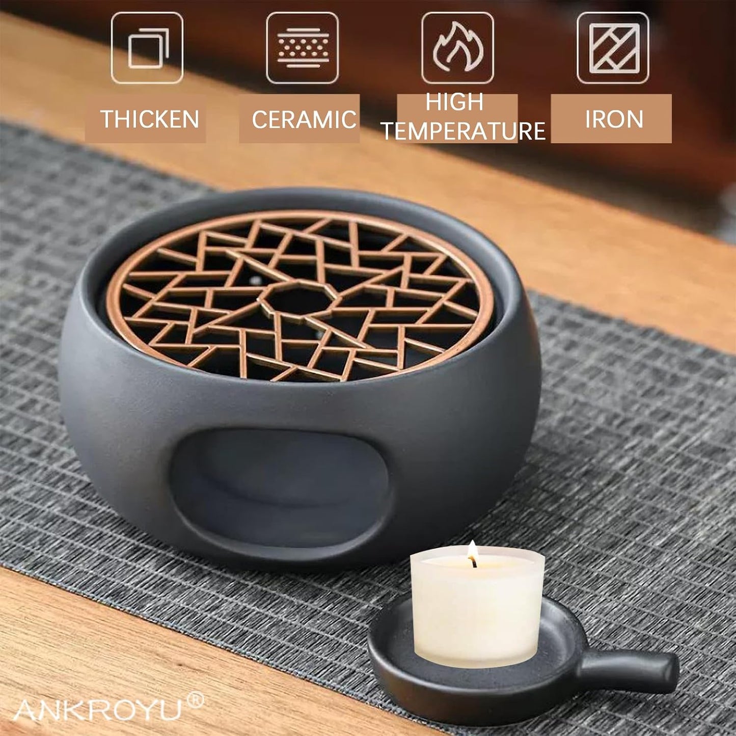 Teapot Warmer with Base, Ceramic Candle Warmer, Tea, Coffee and Milk Lamp Warmer, Teapot Warmer for Home, Office(1#)