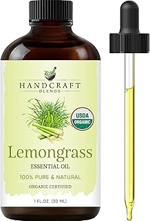 Handcraft Blends Organic Lemongrass Essential Oil – 1 Fl Oz – 100% Pure and Natural – Premium Grade Essential Oil for Diffuser and Aromatherapy