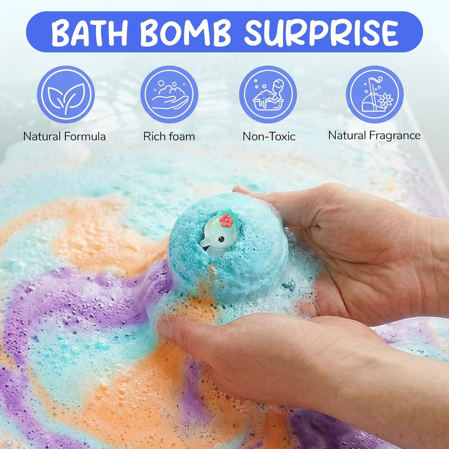 12pcs Bath Bombs for Kids – Bath Bombs with Toys Inside, Fun, Educational, and Child-Safe Natural Bath Bombs with Toys, Great Gift for Kids’ Birthdays & Christmas