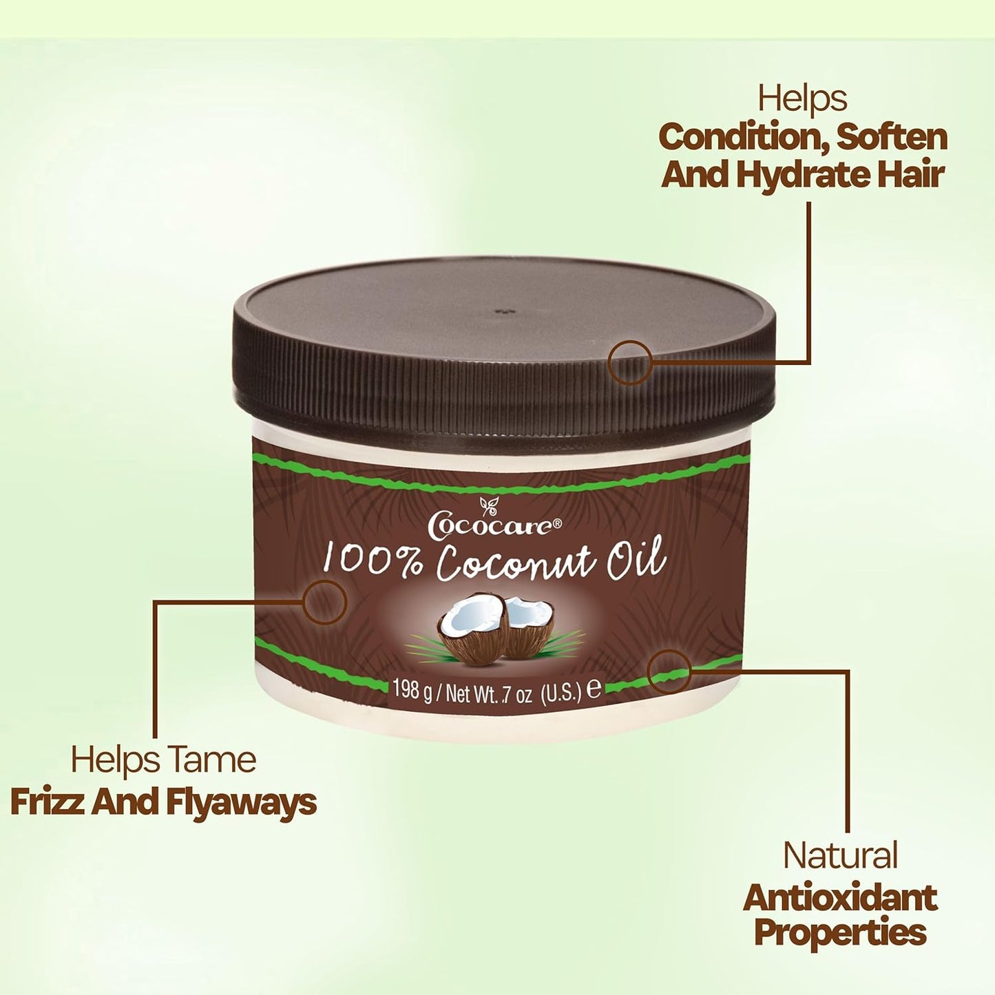 Cococare 100% Coconut Oil 7 Oz - Coconut Oil for Skin and Hair