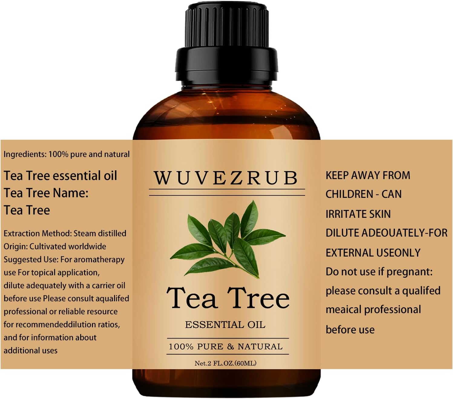Tea Tree Essential Oils 60ML, 100% Pure and Natural Essential Oil for Aromatherapy Diffuser - 2 Fl Oz/Tea Tree