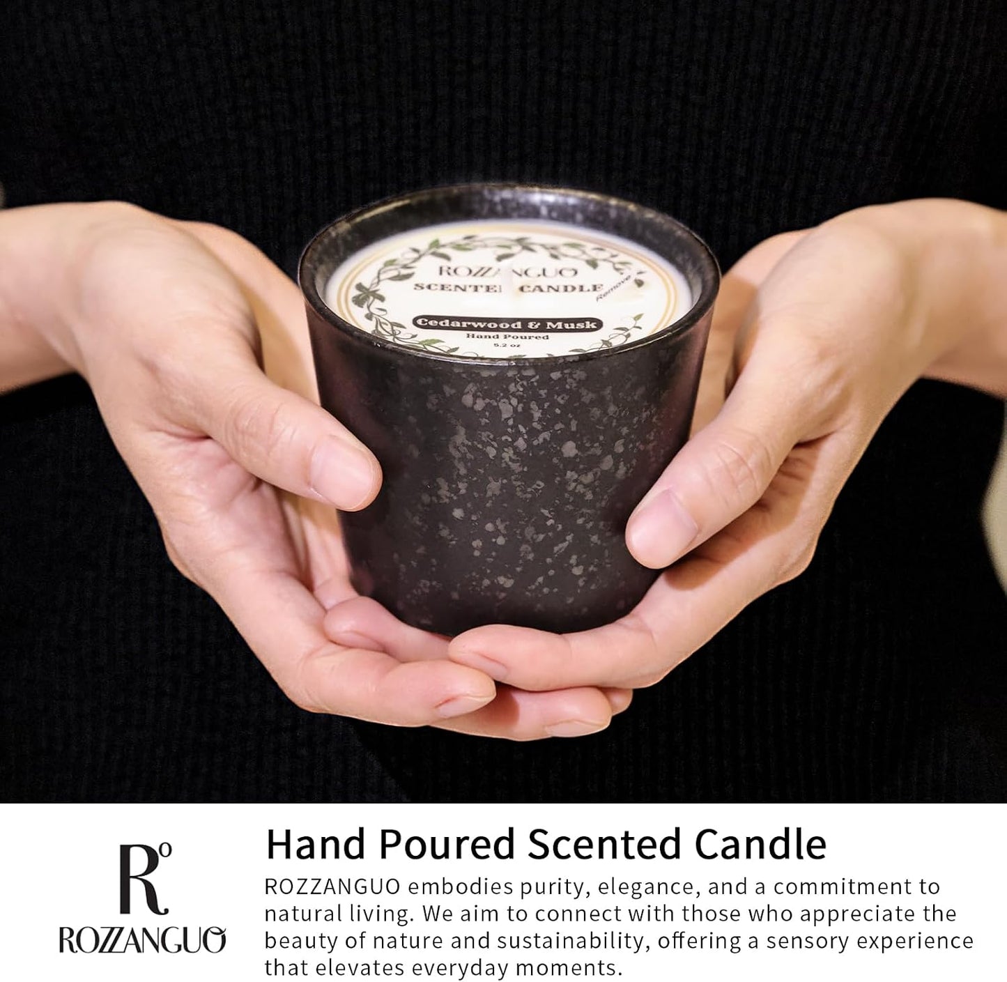Luxury Textured Ceramic Jar Scented Candle | Non Toxic 100% Natural Coconut & Soy Wax Blend Cotton Wick | 5.2oz | Hand Poured Highly Scented Long - Lasting | Women & Men | Cedarwood & Musk