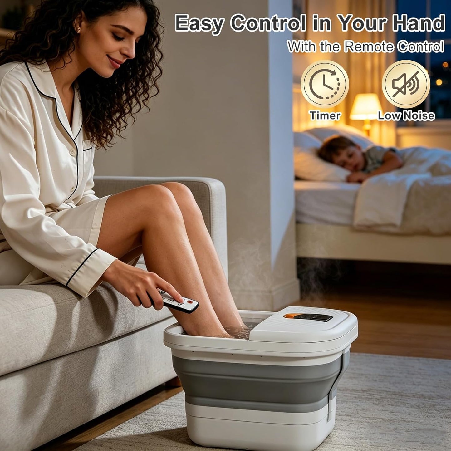 UNIFULL Collapsible Foot Spa Bath with Heat, Motorized Massager, Touch Screen, Foot Pedicure Kit, Temperature Control, Pedicure Foot Spa, Foot Bath