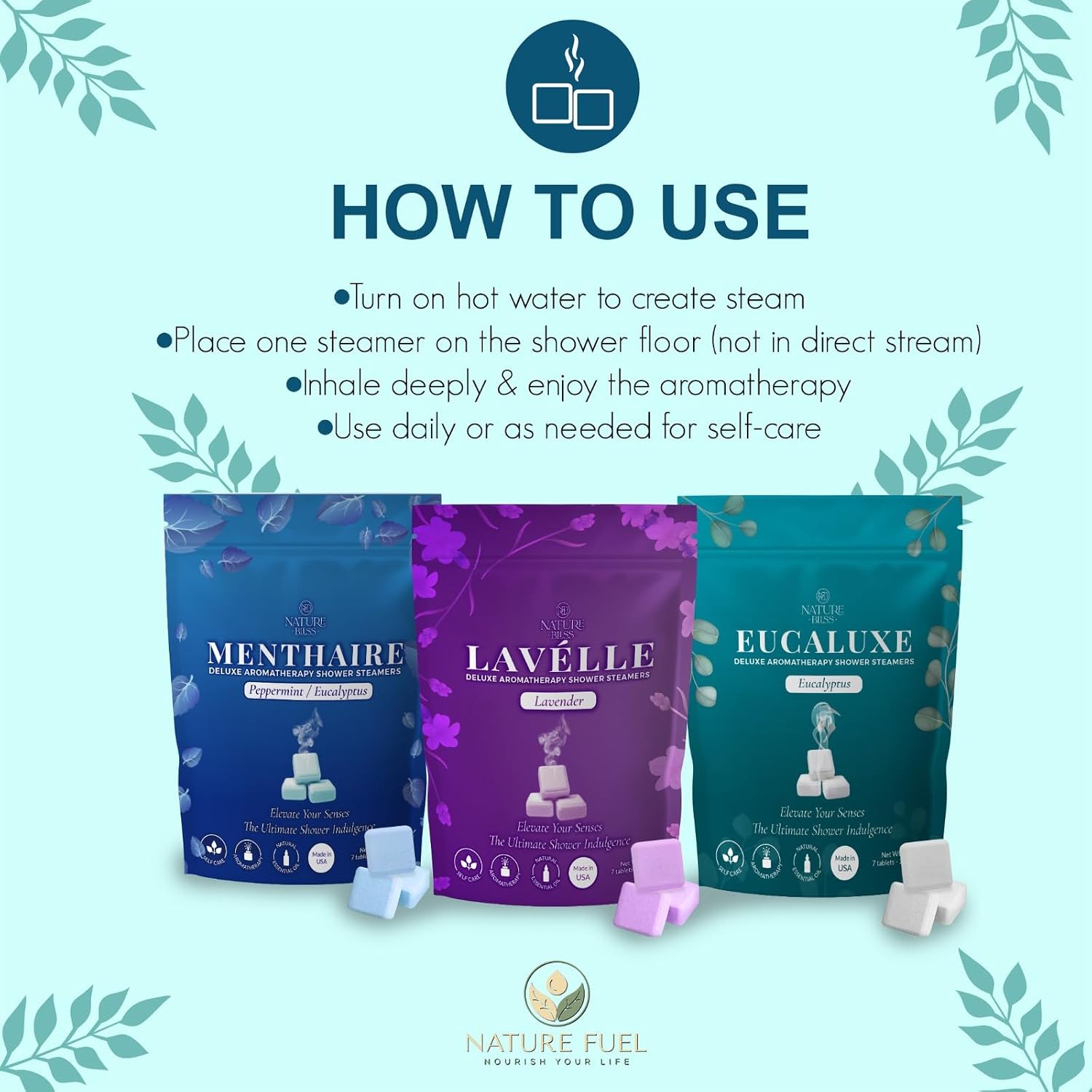 Shower Steamers - 7 Pack Shower Tablets Aromatherapy for Sinus and Tension Support - Gifts for Women & Men - Eucalyptus for Shower (Peppermint/Eucalyptus)