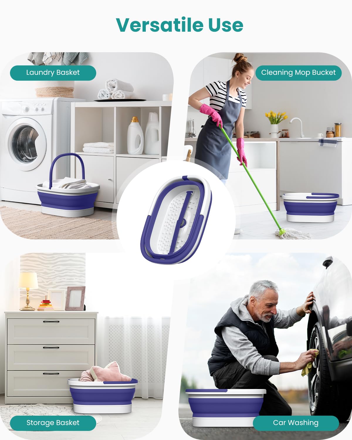 Nekteck Foot Soaking Tub Collapsible Bucket for Foot Bath Soak Tub, Feet Basin Soaker with 138 Acupressure Nodes and Pumice Stone for Feet Health Foot Spa, Gifts for Men Women Dad Mom, Purple