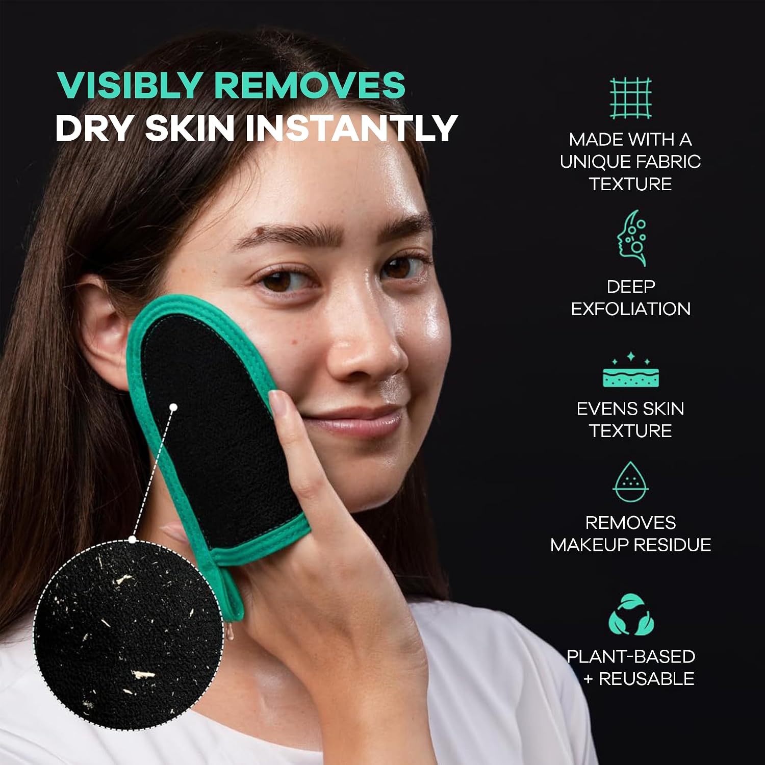 Dermasuri Deep Exfoliating Face Mitt - Scrubber, Dead and Dry Skin Remover for Men and Women - Exfoliator Gloves for Shower and Dry Use - (1 Pack)