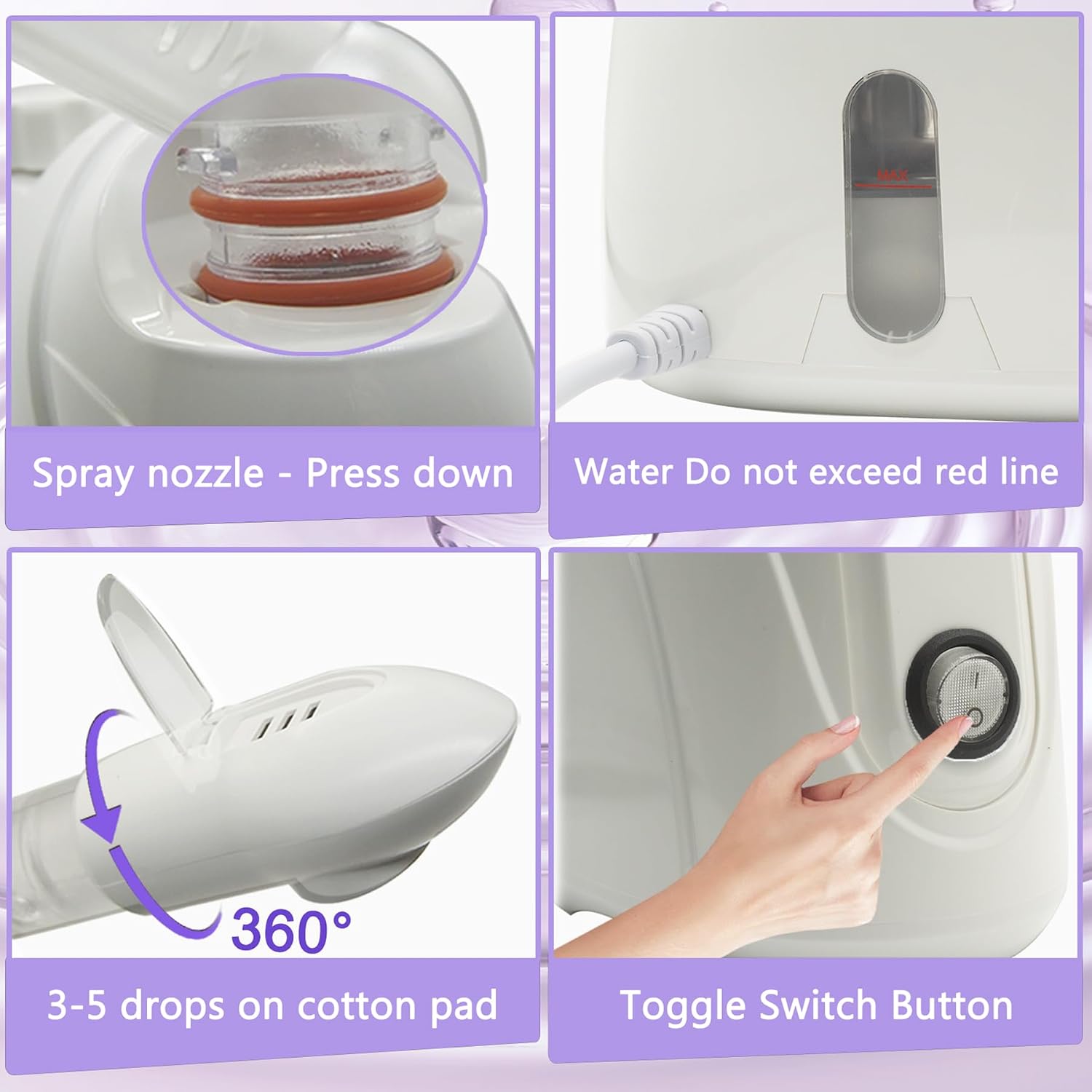 LIXESZT Facial Steamer Professional for Deep Cleansing with Extendable 360° Swivel Arm，Nano Constant Temperature Mist for Home Facial Spa-Sinuses Sinus Care, 4Pcs Stainless Steel Skin Care Kit