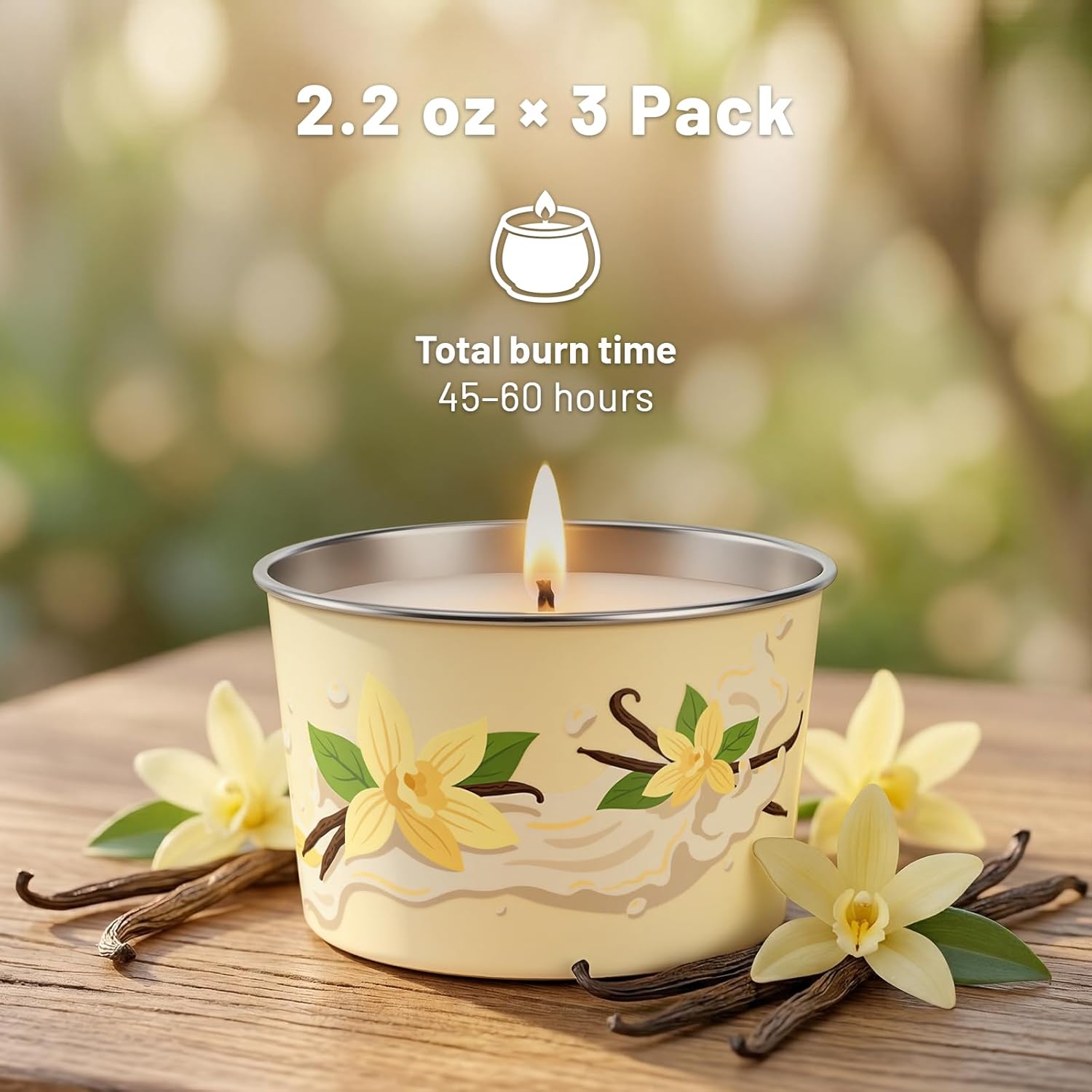 Vanilla Candle 3 Pack, 2.2oz Vanilla Scented Candles for Home Relaxation, Natural Soy Wax with Essential Oils, Birthday Valentine Housewarming Gifts Candle for Women Men
