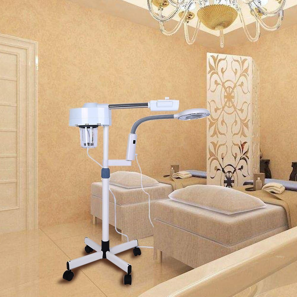Magnifier Floor Light, 2 in 1 LED Cold Light Steamer with 5X Magnifying Lamp Machine for Home Salon Spa Ionic Skin Care