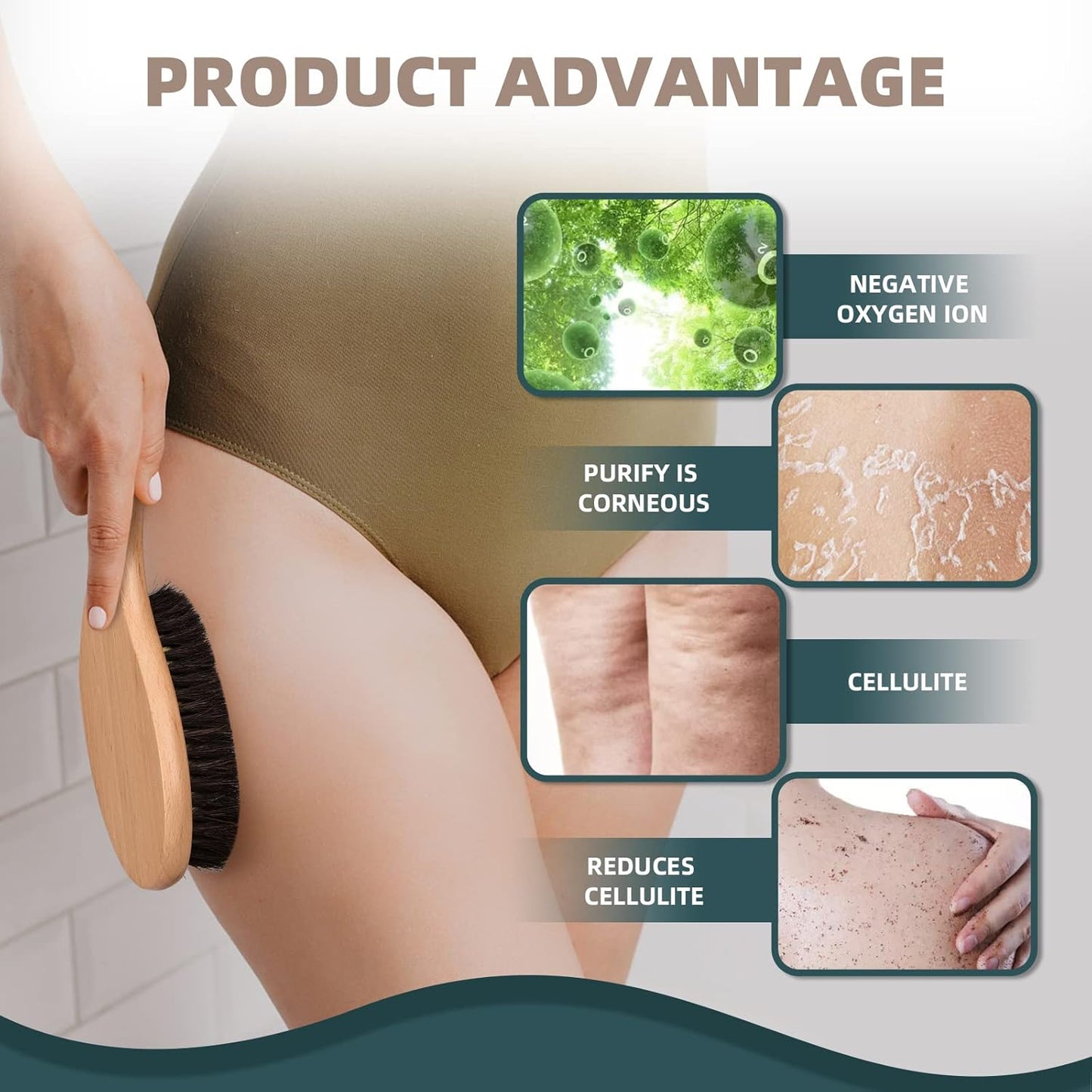 2-Pack Dry Body Brush, Copper Ionic Brush & Boar Bristle Shower Brushes | body brush set: Ionic copper brush for lymphatic drainage and natural boar bristle shower brush for skin exfoliating.