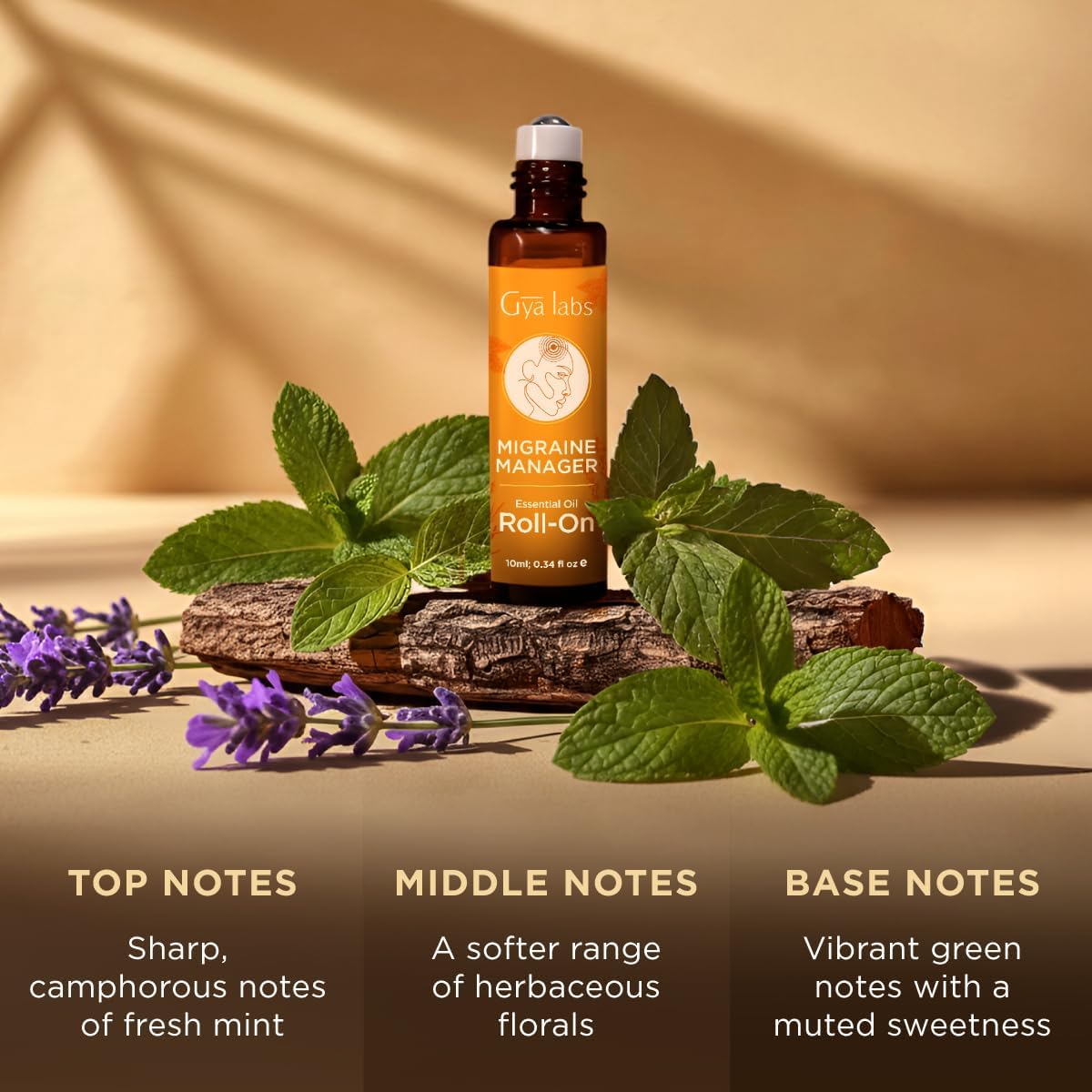 Gya Labs Migraine Manager Essential Oil Roll On - 0.34 Fl Oz - Travel Size Roller for Camping, Skin, Aromatherapy Relief, Convenience