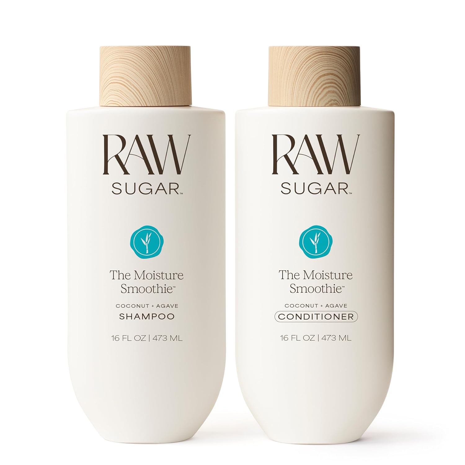 Raw Sugar The Moisture Smoothie Shampoo and Conditioner with Coconut Oil, Agave, & Sweet Almond Oil, Hydrates & Nourishes Dry Hair, Formulated without SLS/SLES or Parabens