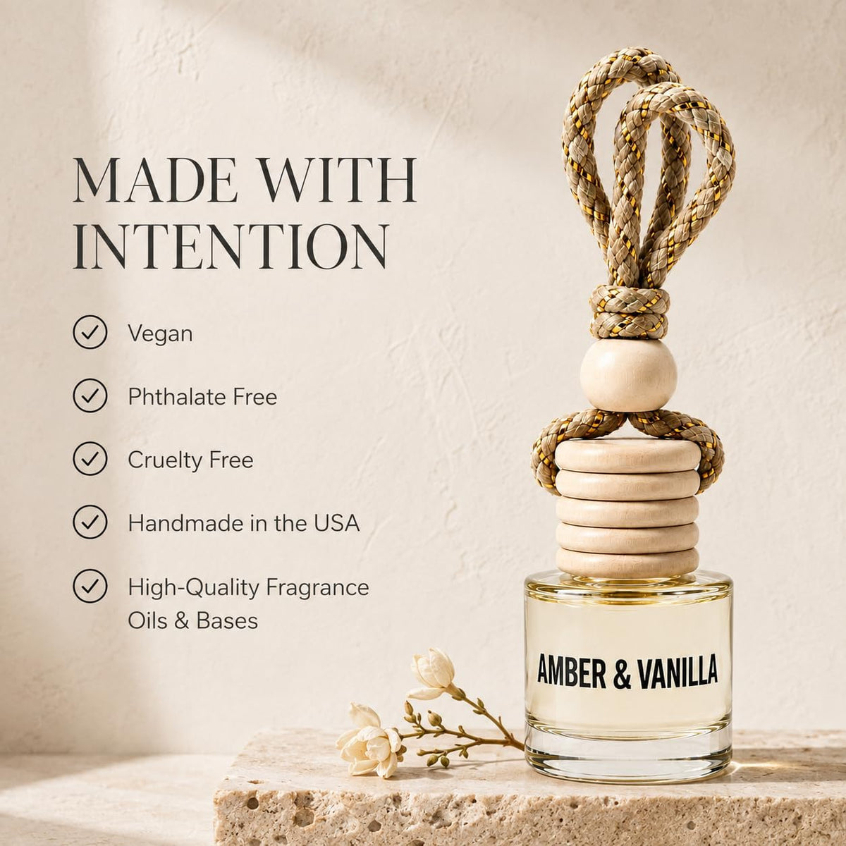 Amber &amp; Vanilla Hanging Car Air Freshener &amp; Oil Diffuser, 2-Pack