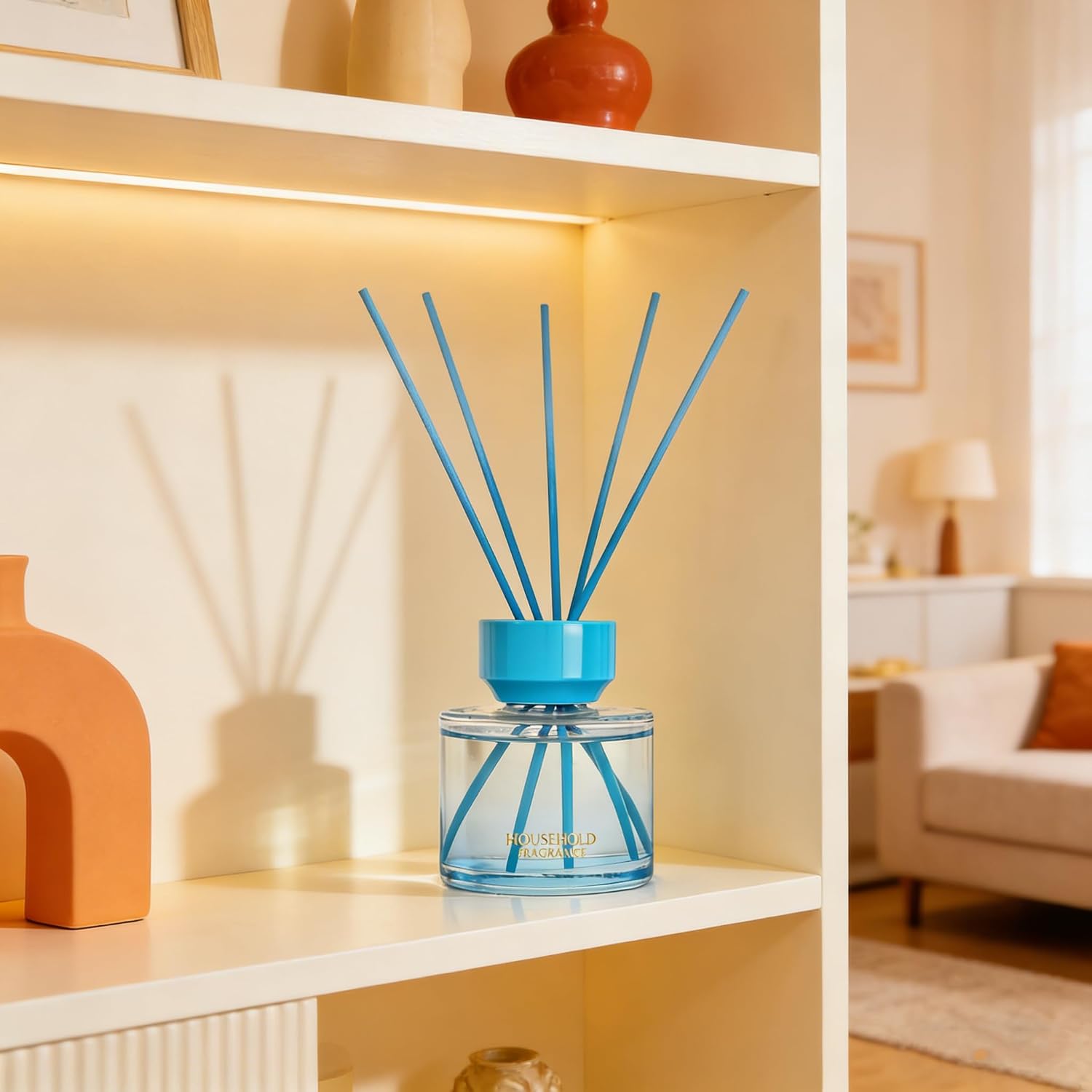 Reed Diffuser Set - 3.38 fl oz (100ml) Vanilla Oil Diffusers | 5 Premium Reed Sticks | Home Fragrance Oil for Bathroom, Bedroom & Living Room | Aromatherapy Diffuser | Shelf Decor