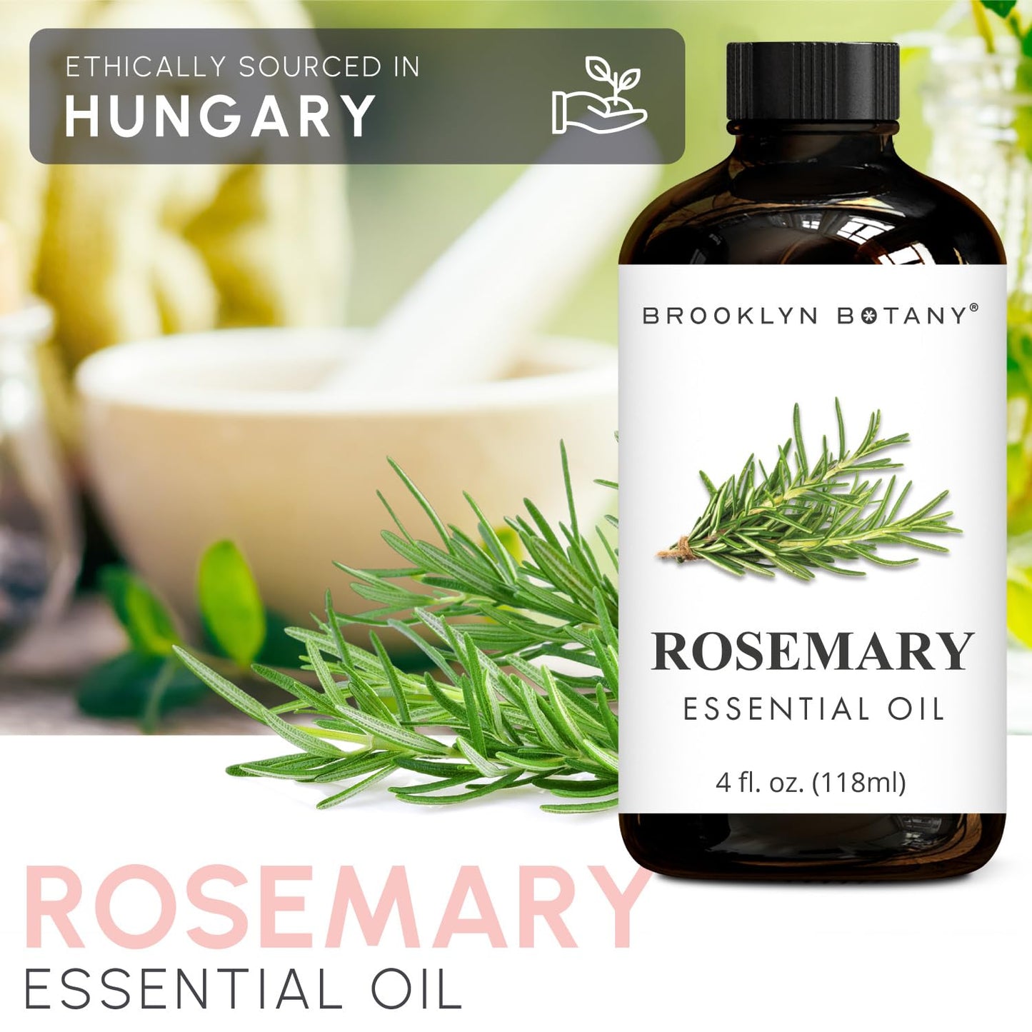 Brooklyn Botany Lemon & Rosemary Essential Oils – 4 Fl Oz (Pack of 2) – 100% Pure & Natural – Refreshing & Clarifying Aromatherapy Blend