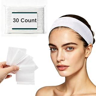 160 Count Disposable Spa Headbands for Women - Individually Wrapped Facial Headbands for Skincare, Makeup & Estheticians - Stretch Non-Woven Hair Bands for Salon & Home (White)