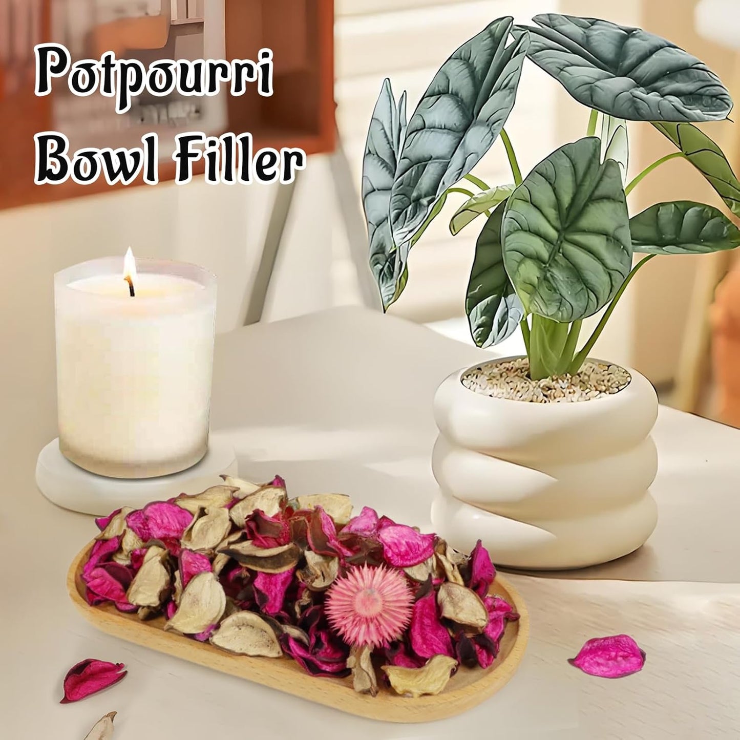 SCENTORINI Potpourri Bags, Summer Potpourri Vase Filler, 10.44 oz Rose Scented Bowl Fillers for Home Decor, Dried Flower for Coastal Bathroom Hotel Beach Vase Decor