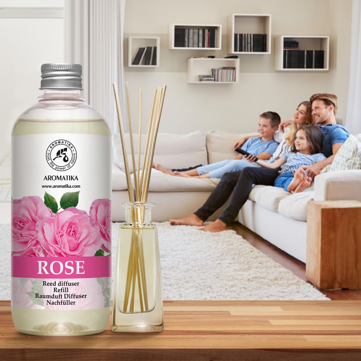 Rose Reed Refill Diffuser 17 Fl Oz - Room Diffuser Refill - Home Fragrance - Room Freshener - Scented Diffuser with Rose Aroma - Diffuser with Rose Scent - Floral Fragrance