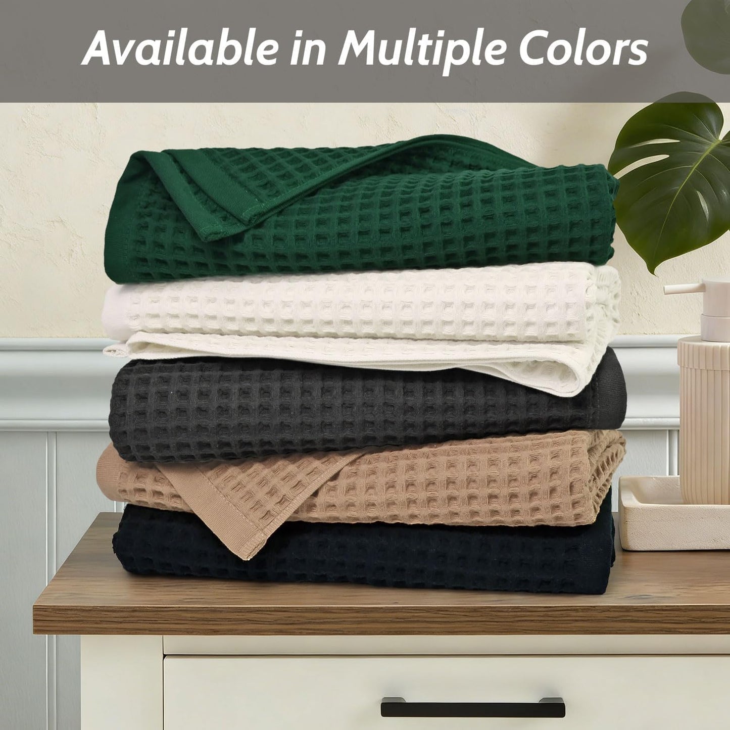 Jacquotha Waffle Bath Towels Set of 2 (Mist White) – Cotton, Quick Dry, Low Lint, 31” x 62” Large Towels for Bathroom Shower Spa Pool